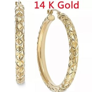 🎀14k Textured Hoop Earrings